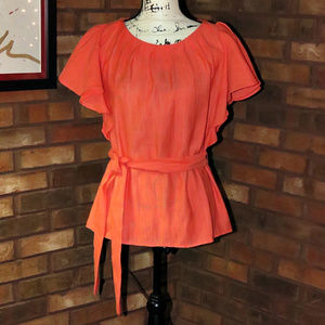 DUE PER DUE Textured Orange Tunic Top - Sz S